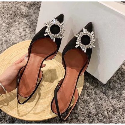 2025 Brand women Pumps luxury Crystal Slingback High heels Summer bride Shoes Comfortable triangle Heeled Party Wedding Shoes