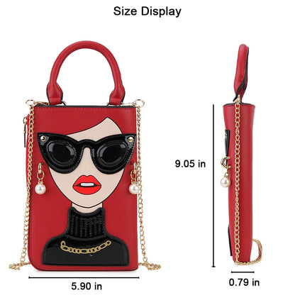 Sexy Lady Face Purses and Handbags for Women Fashion Designer Chain Shoulder Bag Party Clutch Funky Female Crossbody Bags 2022