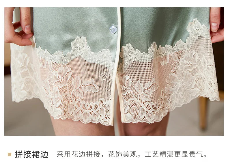 FImtairah  100  Silk Nightdress Women  Lace Long Nightdress  Korean Soft Fashion Luxury Brand Lady  Real Silk Nightgowns Women