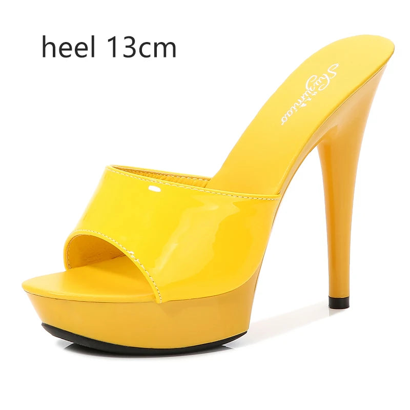 Women Shoes Sandals 2020 Summer Outside Slippers High Heels 9cm sexy High Platform Open Toe Stiletto Ladies Slides Party shoes