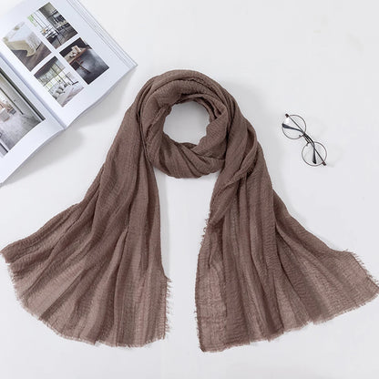 2026 Muslim Fashion Women Crinkle Hijab Scarf Soft Solid Head Scarves Turban Shawls and Wraps Hijab femme musulman kopftuch