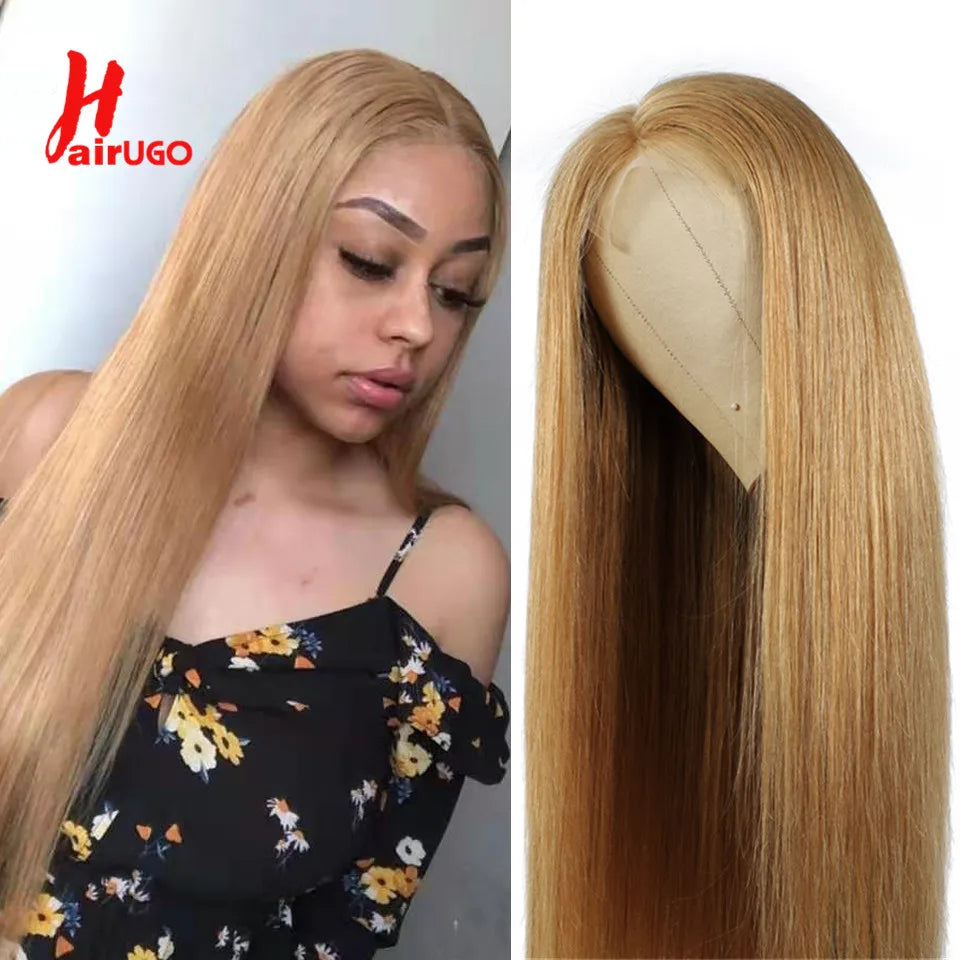 #27 Honey Blonde 13x4 Lace Front Wigs Human Hair Straight 4x4 Lace Closure Wigs Remy Straight Human Hair Wigs For Women HairUGo