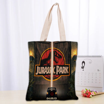 Custom Jurassic Park Logo Tote Bag Reusable Women Canvas Shoulder Bag Handbag Shoulder Pouch Foldable Canvas Shopping Bags