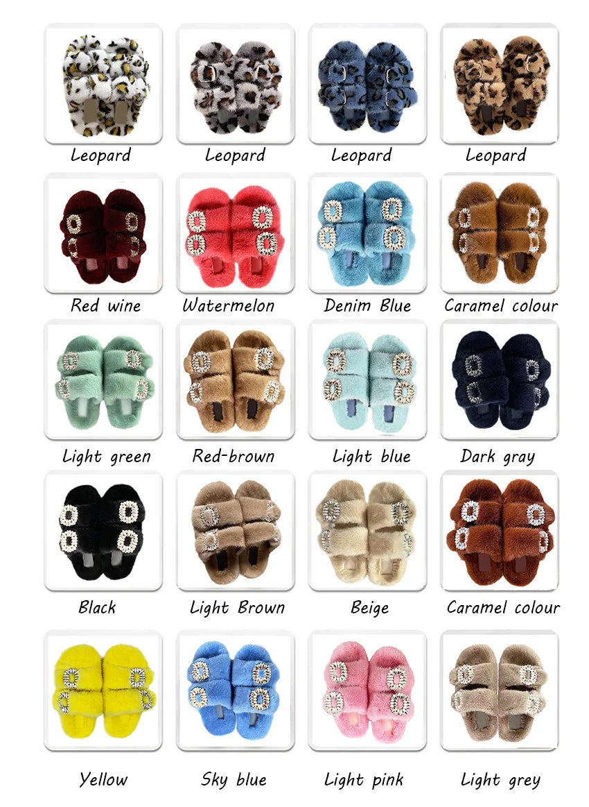 Slippers Ladies Summer Fluffy Mink Fur Slippers 100% Mink Fur Slippers Ladies Sandals 2021 Home Slippers Girls Outdoor Slippers