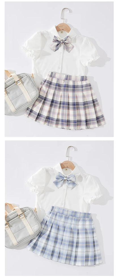 Kid Pink JK Sailor Dress 3PCS Girl Japanese Korean Orthodox School Uniform Cute Pleated Skirt Short Sleeve Kawaii Suit Anime COS