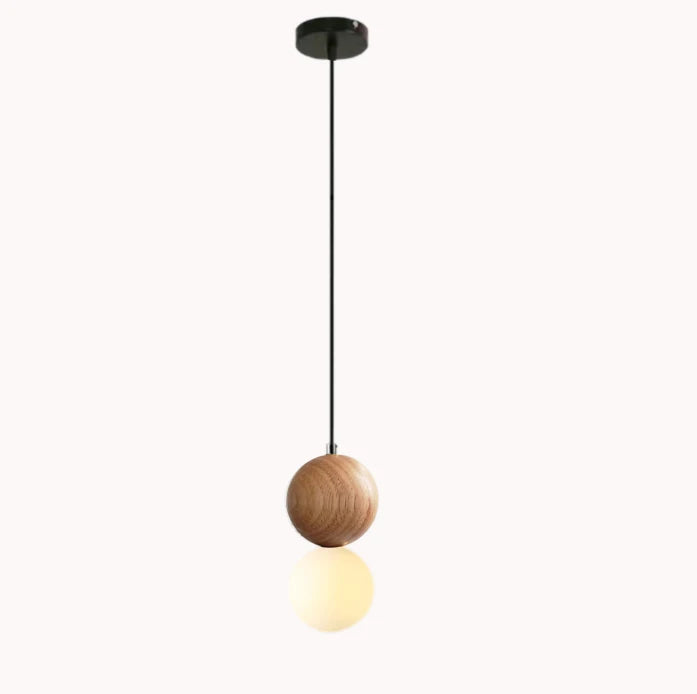 OUDELADI Cement Pendant Lights Bedroom Bedside Dining Decor Wood Glass ball Hanging Lamp Kitchen LED Lighting Luminaires