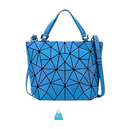 Ladies Luminous Bag Geometric Bags for Women 2024 Quilted Shoulder Bags Laser Plain Folding Female Handbags Bolsa Feminina