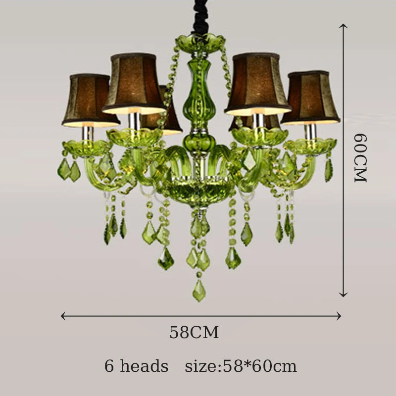Luxury Green Crystal Chandelier Wedding Parlor Bedroom Villa Hanging Lamp Hotel Restaurant Cafe Bar E14 Candle Pendant Lights