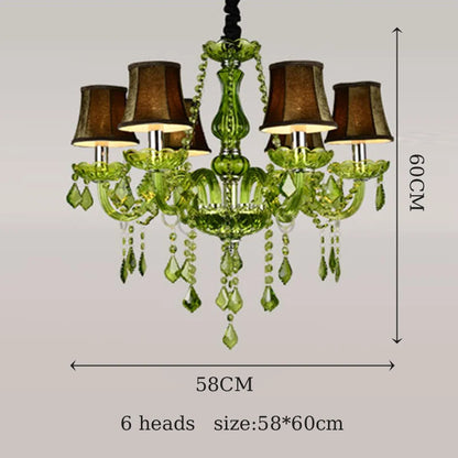 Luxury Green Crystal Chandelier Wedding Parlor Bedroom Villa Hanging Lamp Hotel Restaurant Cafe Bar E14 Candle Pendant Lights
