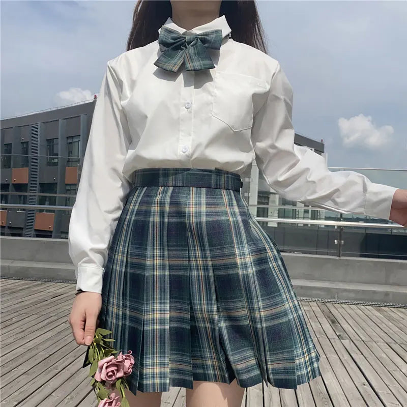 Full Set School Clothes Japanese Style Uniform Long Sleeve Jk Seifuku for Girl High Waist Pleated Skirt Anime Cosplay Schoolgirl