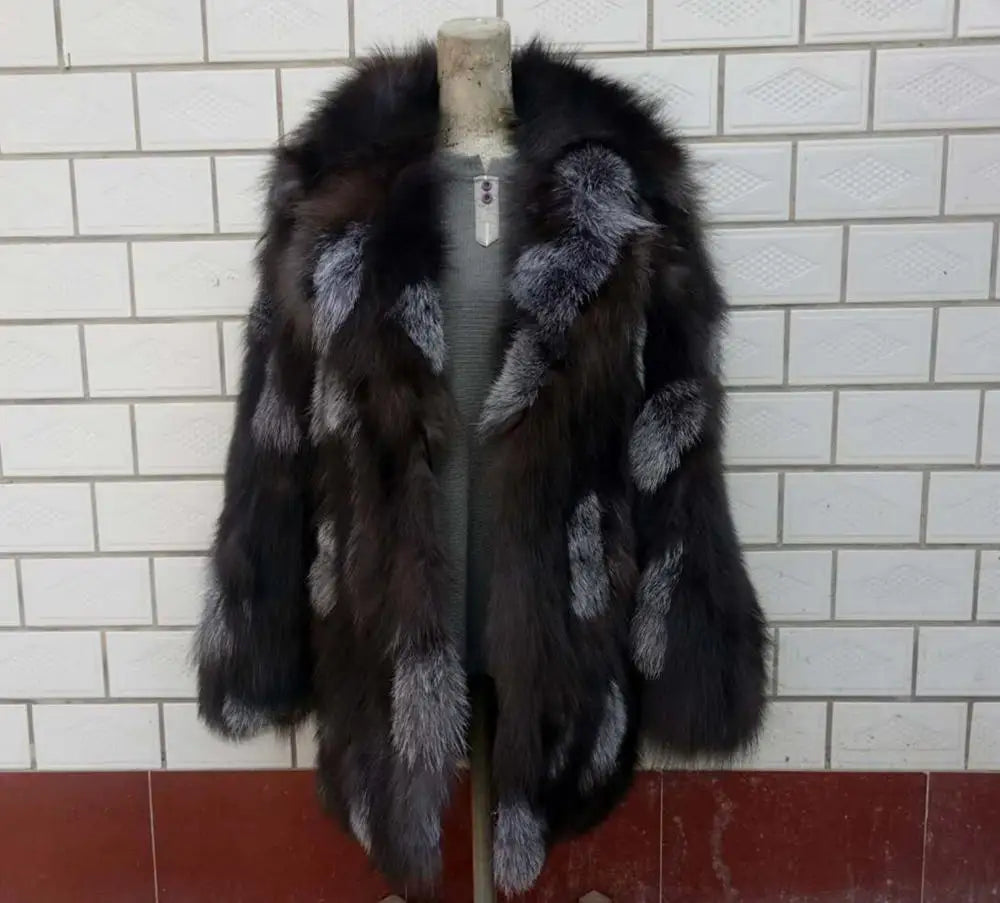Genuine real natural fox fur coat women's fashion English collar warm winter jacket outwear custom any size