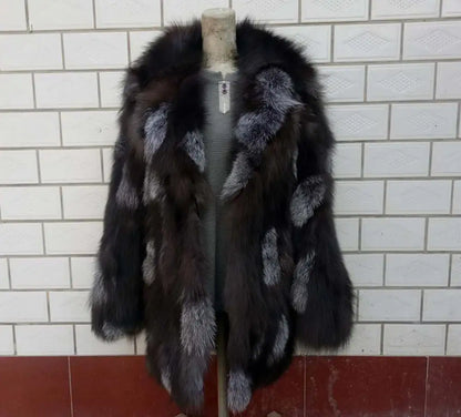 Genuine real natural fox fur coat women's fashion English collar warm winter jacket outwear custom any size