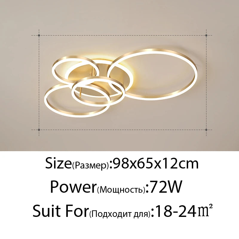 Modern Round Design Ceiling Lights For Living Room Bedroom Gold White Coffee Painted  Circle Rings Lighting Fixtures Luminaire