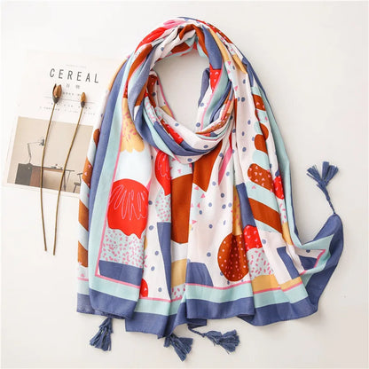2020 New Fashion Print Summer Women cotton Scarf Polka Dot Beach Hijab Shawls and Wraps Female Foulard Echarpe Designer Bandana