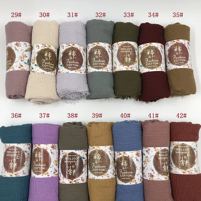 2026 Muslim Fashion Women Crinkle Hijab Scarf Soft Solid Head Scarves Turban Shawls and Wraps Hijab femme musulman kopftuch