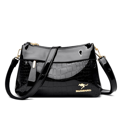 3 Layers Women Handbag Purses Luxury Designer Patent Leather Shoulder Messenger Crossbody Bags for Female Vintage Sac A Main New