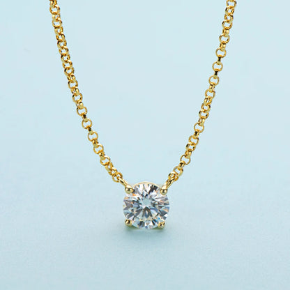 IOGOU 1 Carat D Color Moissanite Diamond Pendant Necklace 925 Sterling Silver High Carbon Simulated Diamond Engagement Necklace