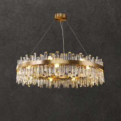 LED Postmodern Golden Chrome Silver Round Oval Crystal Chandelier Lighting Suspension Luminaire Lampen For Dinning Room