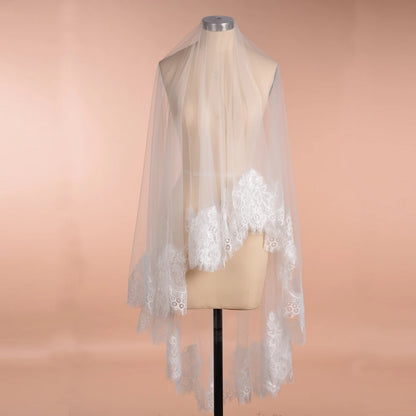 High Quality、Lace Edge 2T Wedding Veil with Comb Luxury 2 Layers Bridal Veil