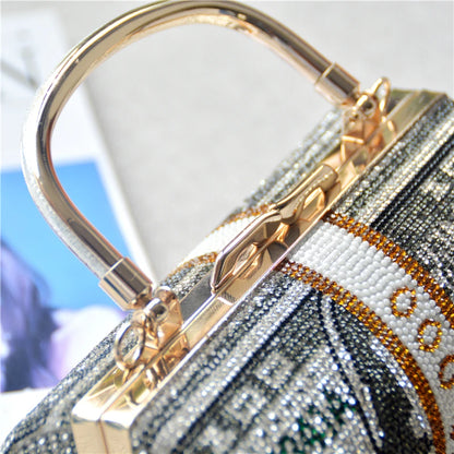 Luxury Money Clutch Rhinestone Purse 10000 Dollars Stack of Cash Evening Handbags Shoulder Wedding Dinner Bag 8 Color Wallet