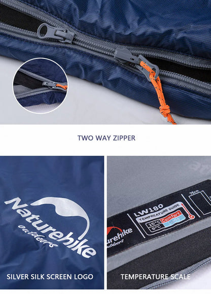 Naturehike Sleeping Bag LW180 Outdoor Ultralight Portable Waterproof Summer Sleeping Bag Envelope Cotton Camping Sleeping Bag