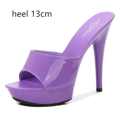 Women Shoes Sandals 2020 Summer Outside Slippers High Heels 9cm sexy High Platform Open Toe Stiletto Ladies Slides Party shoes