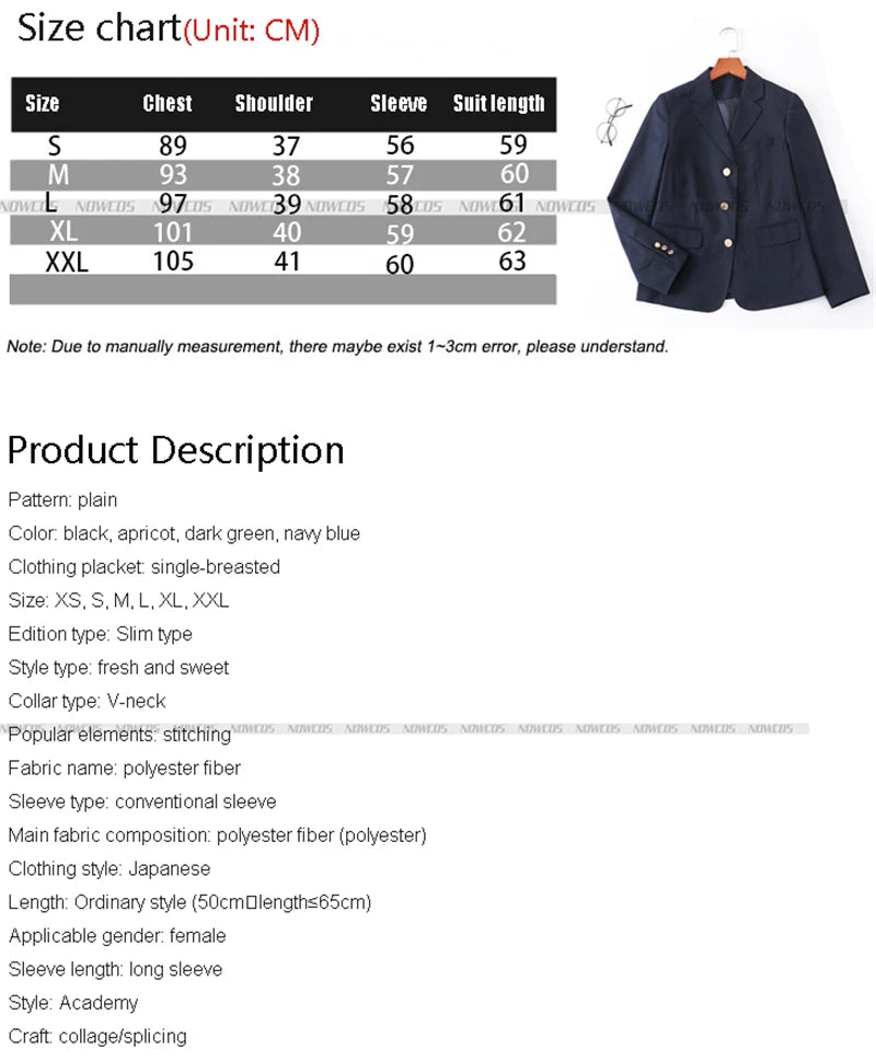 2024 Fashion Spring Autumn JK Uniform Jacket Three Buttons Suit Jacket College Style Female Student Suit Long Sleeves Green