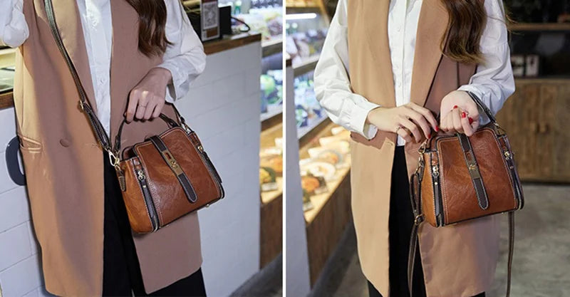 New Arrival PU Leather Bucket Shoulder Bags for Women Solid Color Crossbody Small Handbag Zipper Phone Purse Messenger Bag Pouch