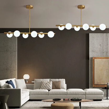 OUDELADILong dining table pendant lights Brass Lighting fixtures living room Restaurant  Kitchen Island Glass ball Chandelier
