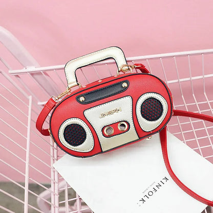 Vintage Radio Women Handbags Designer Chic Shoulder Bags Luxury Pu Leather Rock Female Crossbody Messenger Bag Personality Purse