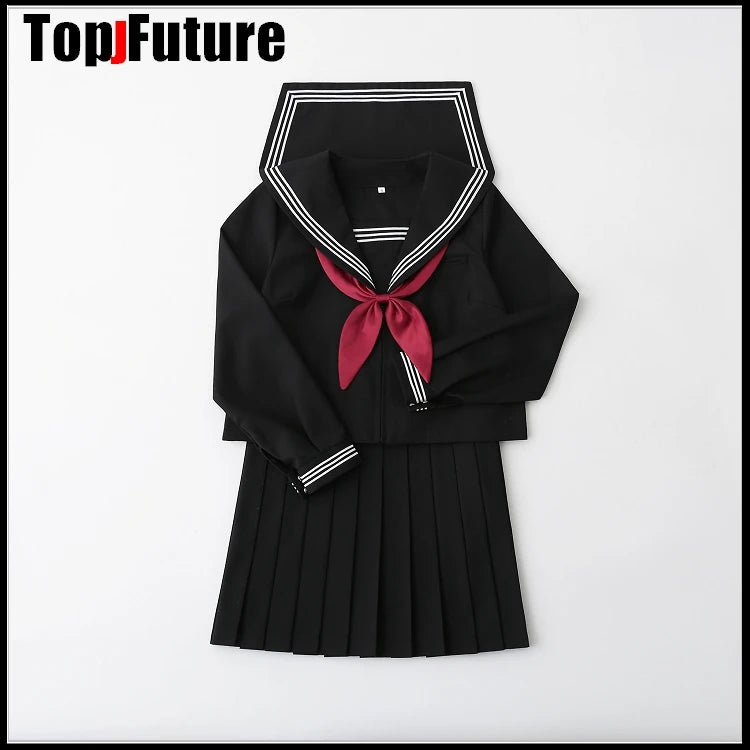 Basic JK uniform dress orthodox black Guanxi Lapel improved white three sailor suit Japanese summer student TOP SHIRT