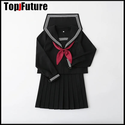 Basic JK uniform dress orthodox black Guanxi Lapel improved white three sailor suit Japanese summer student TOP SHIRT