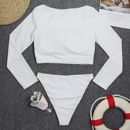 TYAKKVE Surf Swimwear Rash Guard Long Sleeve One Piece Swimsuit For Women Print High Neck Bodysuits Swim Suits Backless Monokini