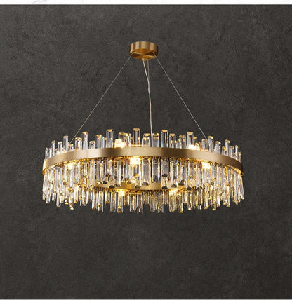 LED Postmodern Golden Chrome Silver Round Oval Crystal Chandelier Lighting Suspension Luminaire Lampen For Dinning Room