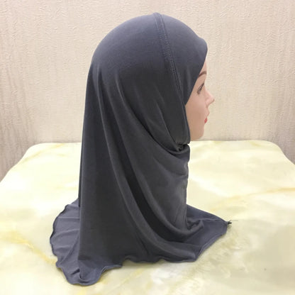 H061 Beautiful plain small girl hijab simple cute hijab hats women's caps can fit 2-6 years old girls
