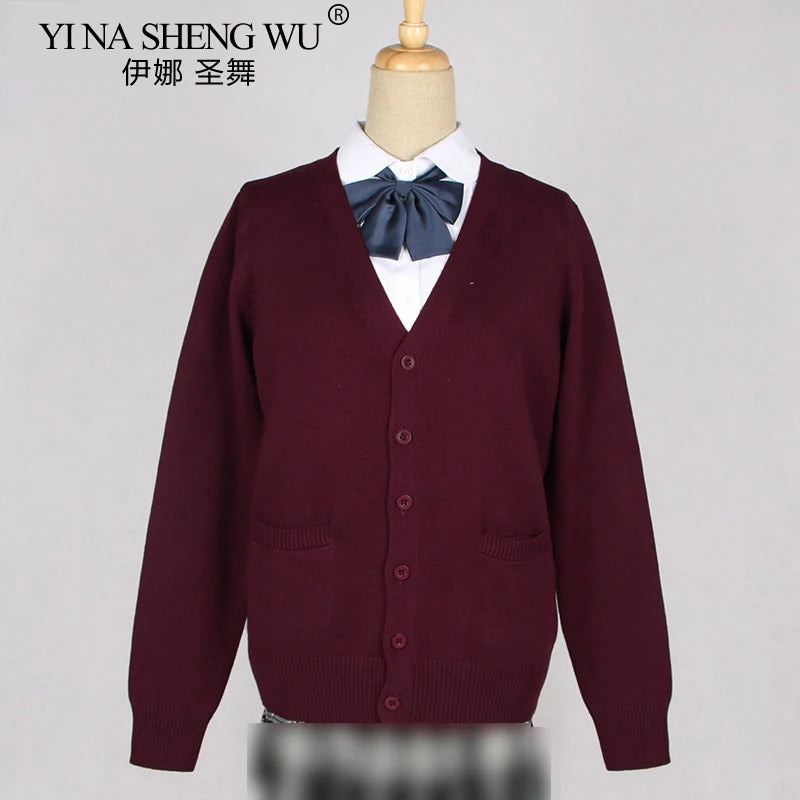 School JK Uniform Sweater Coat Anime Cosplay Costumes Cardigan Outerwear Sweater 16 Colour Long Sleeve Knitting Coat For Girls