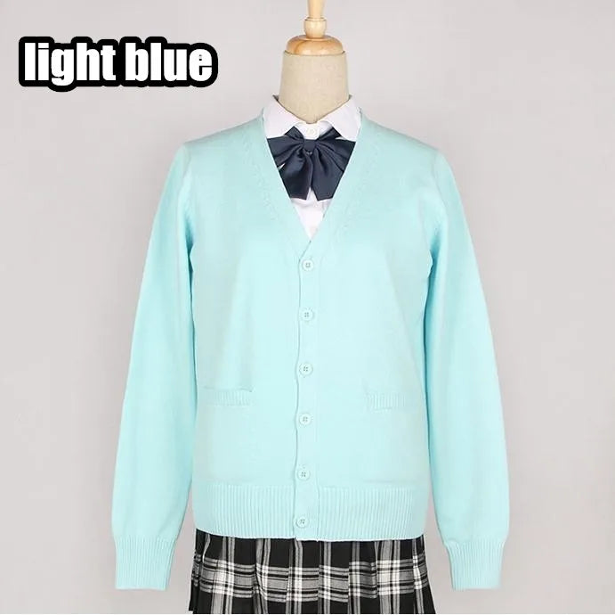 2020 Spring Cosplay School Uniform Sweater For Girls Women Long Sleeve Knitted Japanese Sailor Uniform Cardigans
