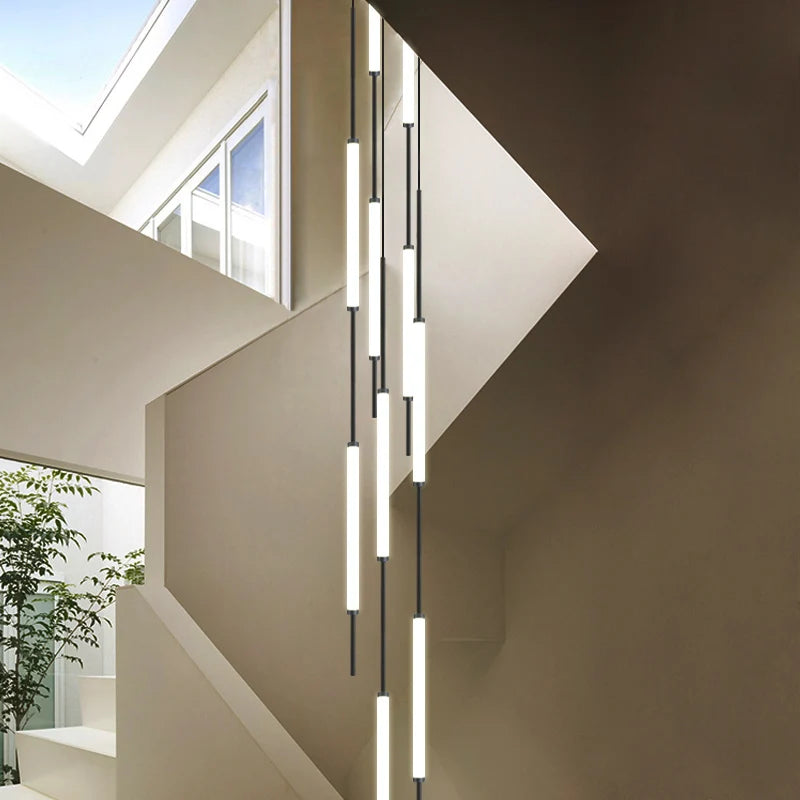 Led Pendant Light Golden Black Long Line Hanging Long Branch Chandelier Compound Attic Living Room Staircase Lighting Chandelier