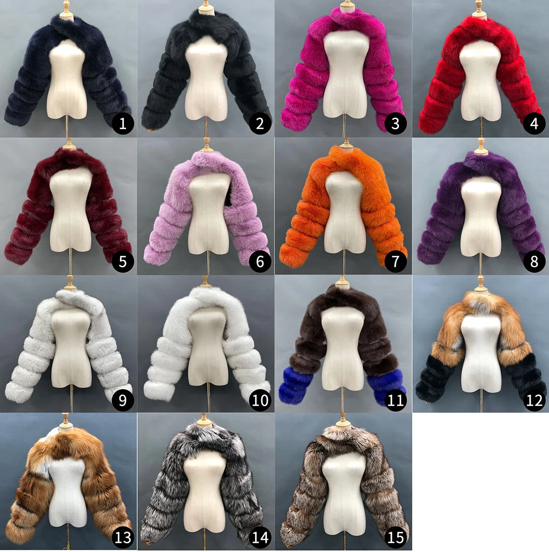 Fur Sleeve Women Fashion Luxury Real Fox Fur Coat Single Sleeve New Arrival