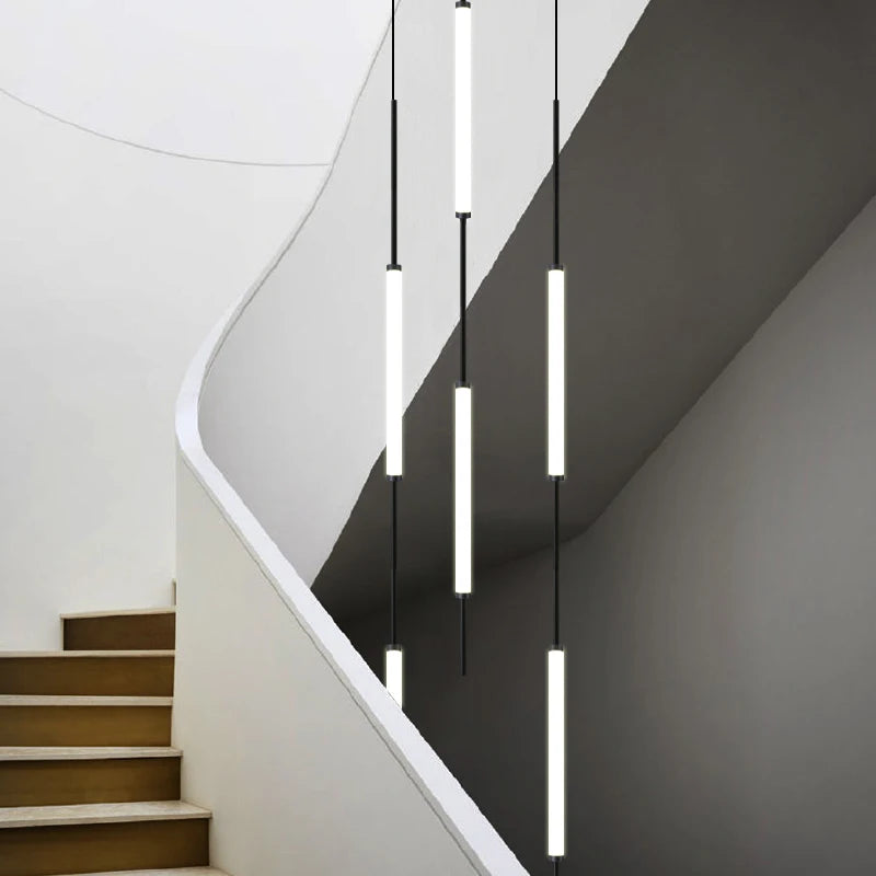 Led Pendant Light Golden Black Long Line Hanging Long Branch Chandelier Compound Attic Living Room Staircase Lighting Chandelier