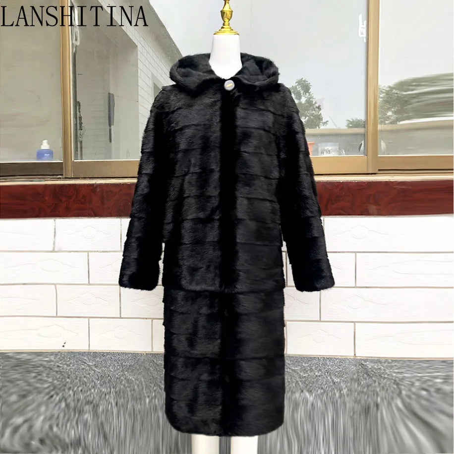 High Quality 100% Real Mink Fur Coat Removable Sleeves And Bottom Winter Genuine Leather Coat And Jacket Natural Fur Coat