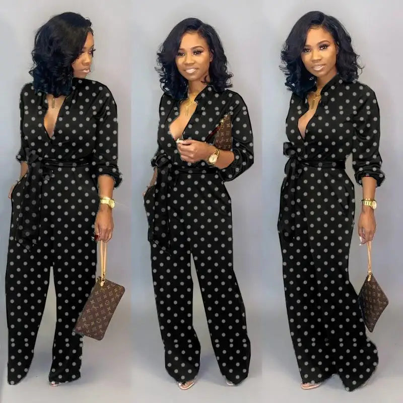 2021 New Arrival Summer Women  Dot Black White Rompers Womens Jumpsuit Casual Loose Romper Jumpsuit for Women