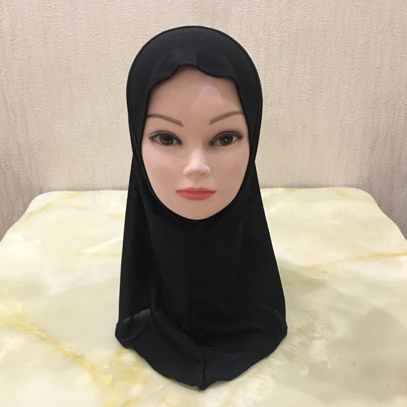H061 Beautiful plain small girl hijab simple cute hijab hats women's caps can fit 2-6 years old girls