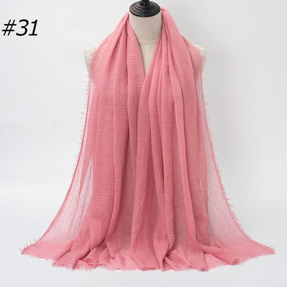 Hot Crinkle Cotton Hijab Scarf Women Scarves Bandana Turban Headscarf Muslim Shawl Africa Wrap Headband Islamic Shawls Headband