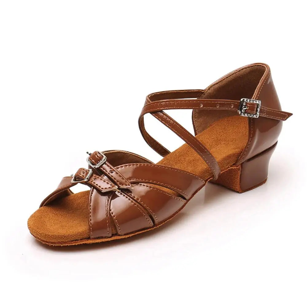 Children Dance Shoes for Girls Women Ballroom Latin Shoes Ladies Modern Tango Dancing Performance Shoes Salsa Sandals 3.5CM Heel