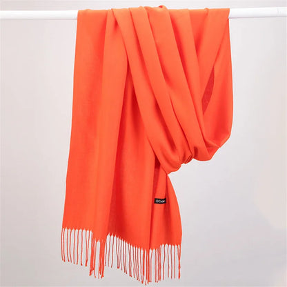 Fashion Solid Color 2023 Women Scarf Winter Hijabs Tessale Tassels Long Lady Shawls Cashmere Like Pashmina Hijabs Scarves Wraps
