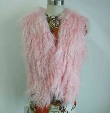 Luxury Long Mongolia Sheep Fur Vest Classical Fashion Trend Design Thick Warm Tan Sheep Fur Jacket Match wsr249