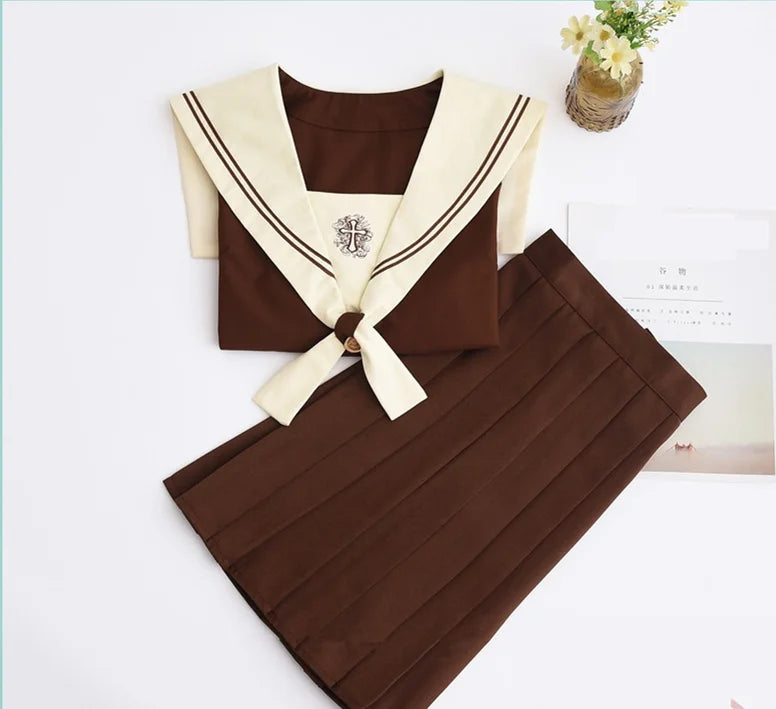 2024 New Japanese School Uniforms Sailor Tops+tie+skirt Navy Style Students Clothes for Girl Plus Size Lala Cheerleader Clothing
