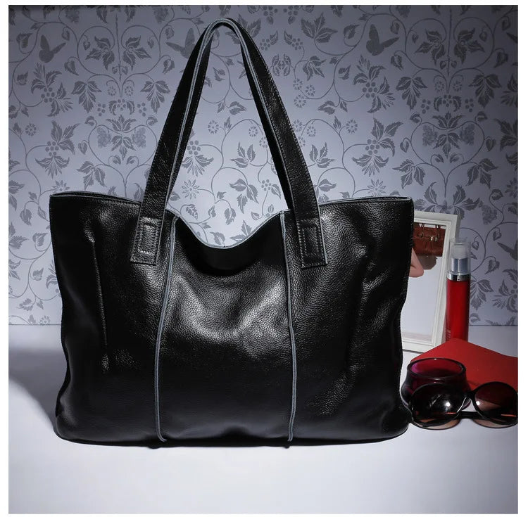 Zency 100% Genuine Leather Handbag Large Capacity Women Shoulder Bag Retro Tote Purse High Quality Hobos Brown Shopping Bags