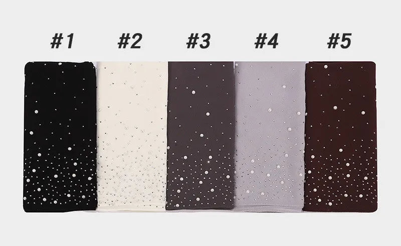 2024 hot sale women plain bubble pearl chiffon scarf Head hijab wrap solid shawls headband foulard femme muslim hijabs stores